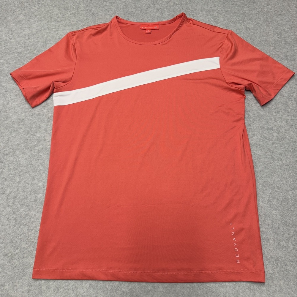 Redvanly Shirt Mens Medium Orange Short Sleeve Athletic Performance Tee Stretch